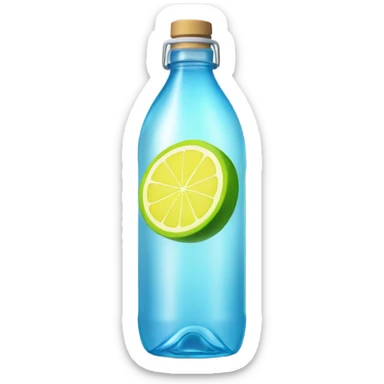 Glass bottle of water with lemon and lime wheels sticker