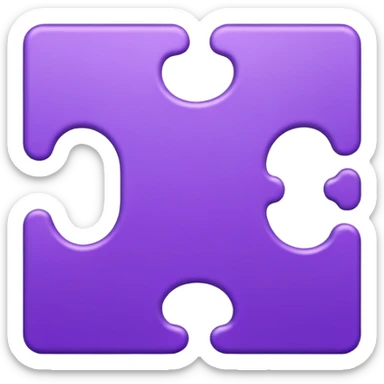 puzzle piece emoji, classic jigsaw shape, purple sticker