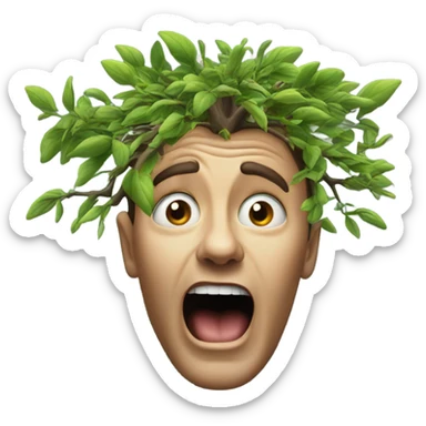 face of smeone whos mind is blown with tree growing out top sticker