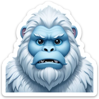 Cinematic Noble Yeti Portrait Emoji, Grand and enigmatic, with a towering, snow-dusted figure in pristine whites and cool blues, exuding ancient, mystical wisdom and stoic majesty, simplified yet exquisitely detailed with frosty textures, glowing with a gentle, icy outline that captures the awe-inspiring presence of a guardian of the frozen wilds! sticker
