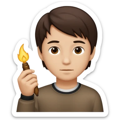 Dark brown hair, light brown skined and is a boy sticker