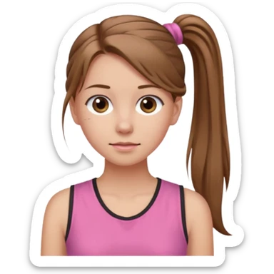 Девушка, светло русые, длинные волосы, собранные в хвост, серые глаза, розовая майка без рукавов  sticker