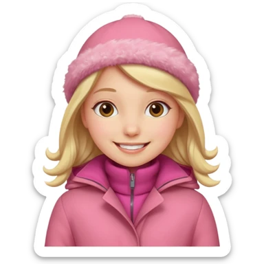 Girl wearing warm pink winter coat sticker
