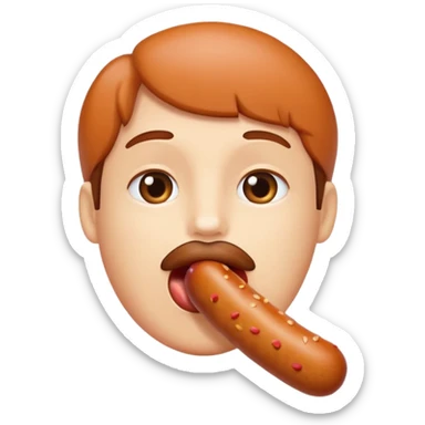 Mouth eating a sausage sticker