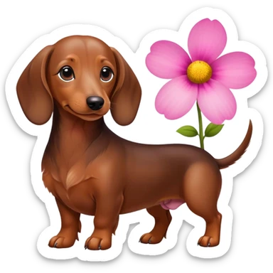 Dachshund with flower sticker