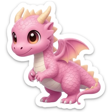 Pink kawaii dragon sticker