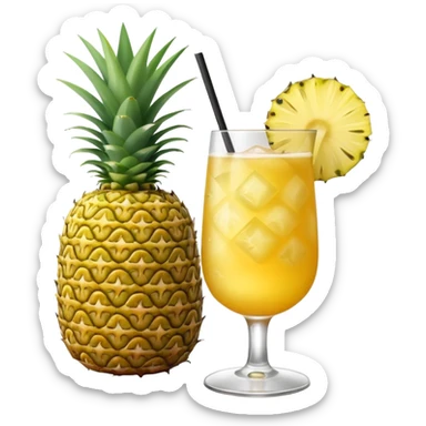 yellow pineapple refresher cocktail with only one slice of pinapple sticker