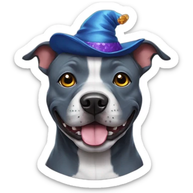 Happy blue Staffy dressed for Halloween sticker