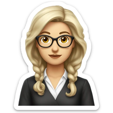 professora caucasiana, com cabelo castanho, até aos ombros e uns óculos tranparentes sticker