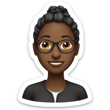 Black girl with glasses with ponytail sticker