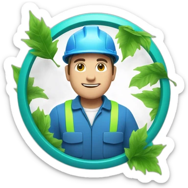 blue "e" from Engie logo with high voltage in green leaves sticker