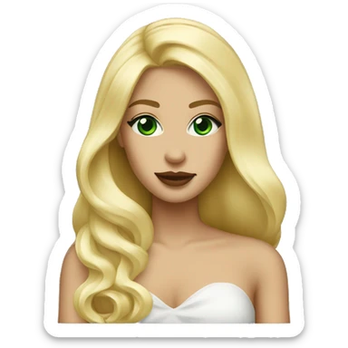 Glamour blonde with green eyes and lipgloss long hair emojy  sticker
