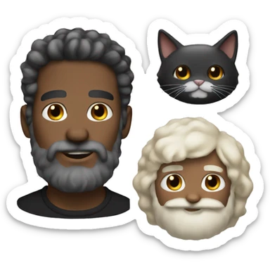 Black cat White beard sticker
