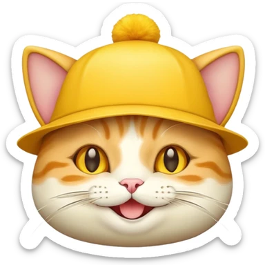 Cheese cat wearing a yellow hat sticker