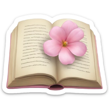 Realistic Open book with light pink flower inside sticker