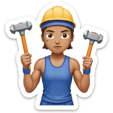 An emoji representing the ironman challenge event long-distance marathon for an mmorpg player who crafts everything themselves the hard way, and does not buy or sell items in-game. sticker