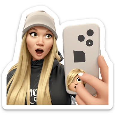 blonde girl with phone pov sticker