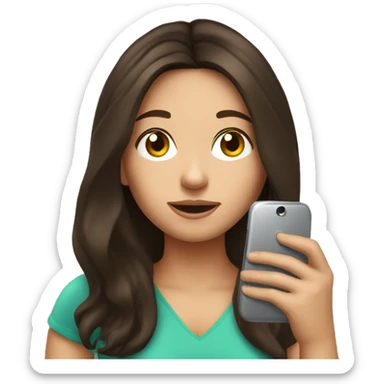 Brunette Girl taking selfie with her phone sticker
