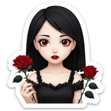 Bloody black rose anime gothic emo  beautiful gorgeous cool edgy cute lady sticker