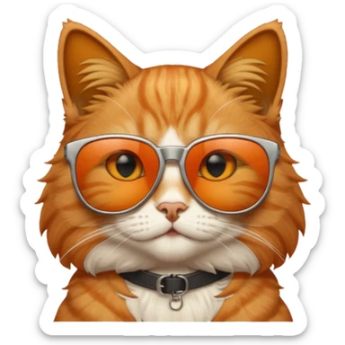 Cat wearing sunglasses and he has a sign on top of him saying "niall and arhaan are stupid" sticker