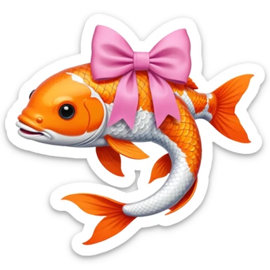 Koi fish with a pink bow sticker