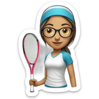 Turkish girl with eyeglasses playing tennis sticker