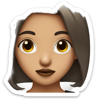 Brunette girl with septum piercing raising one eyebrow and doing a kissy face sticker