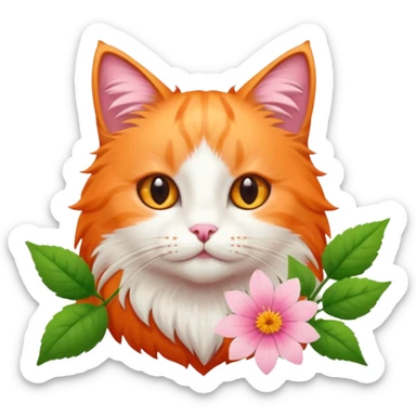 Cat and flower sticker