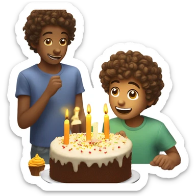 curly brown hair boy celebrating birthday  sticker