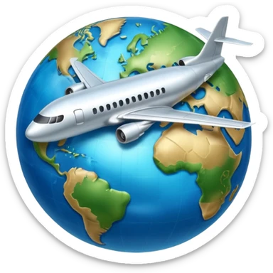 plane flying the globe sticker