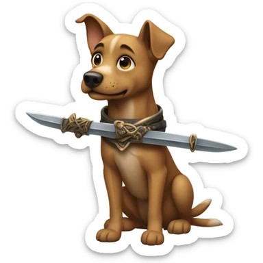 Sword whip dog sticker