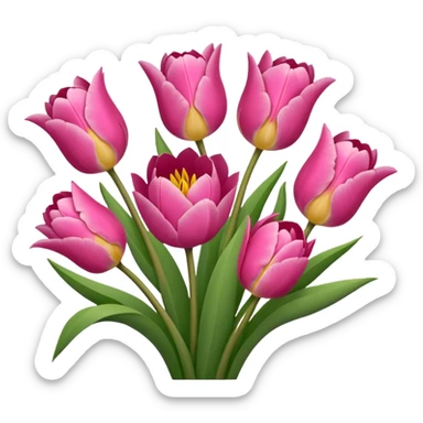 Un ramo de peonias con tulipanes sticker