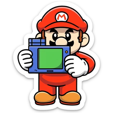 Super Mario playing a Game Boy sticker