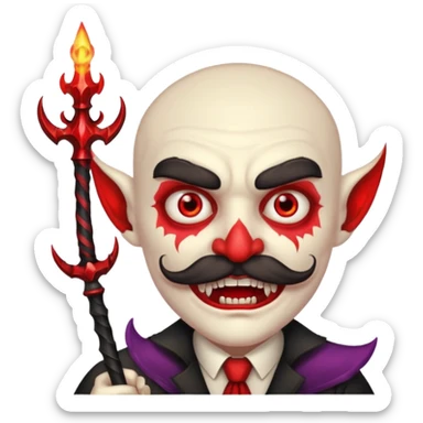 human colored demon with mustache and wand sticker