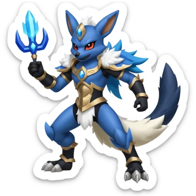 Mega lucario and mega Absol fusion full body four legs sticker