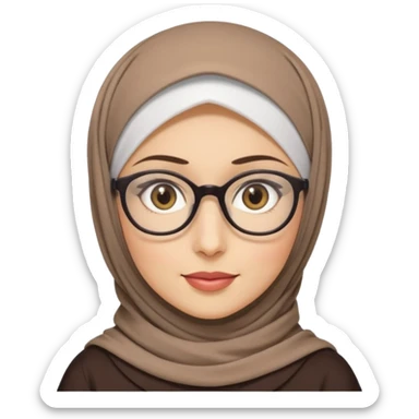 hijabi with fair skin and big glasses she has light eyes sticker