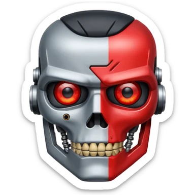 half face metal Terminator Red eyed  sticker
