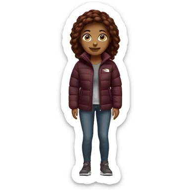 beautiful burgundy straight haired Girl wearing northface full body sticker