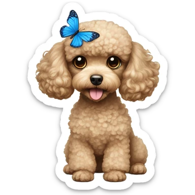 Toy poodle with blue butterfly  sticker