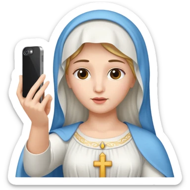 emoji della madonna vestita di BIANCO  con SCATTA UN SELFIE
 sticker