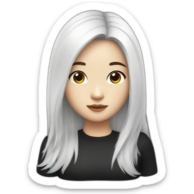 a white Asian girl with black long hair in black sticker