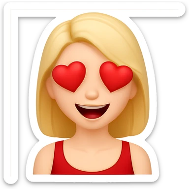 Change her facial expression to in love, keep the same style as the reference image. sticker