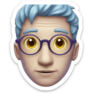 An alient with four eyes, a big yellow head that had red, purple and light blue highlights sticker