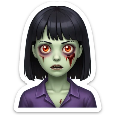 zumbi mulher com cabelo preto e franjinha sticker