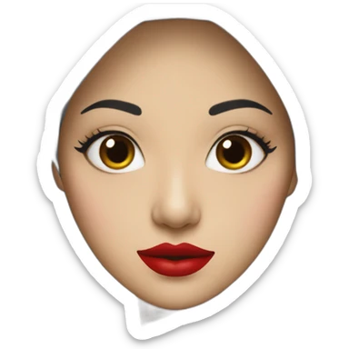 asian women wearing grey hijab with red lipstick sticker