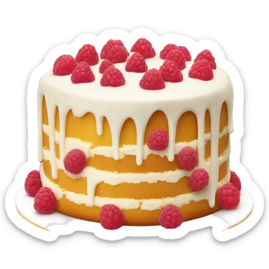 vanilla cake with white frosting and raspberries sticker