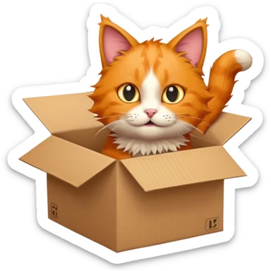 The cat jumps into the box. The head of the cat faces the box, the viewer sees the back of the cat sticker