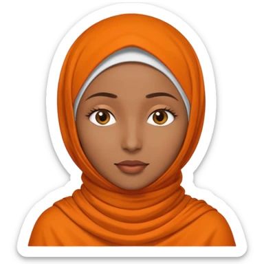 brown skin woman with orange hijab head and neck only sticker