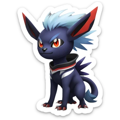 Cool Anthro Dark Absol-Noivern-Quilava-Litten-Pokémon with edgy stripes hoodie spiked collar punk Full Body sticker