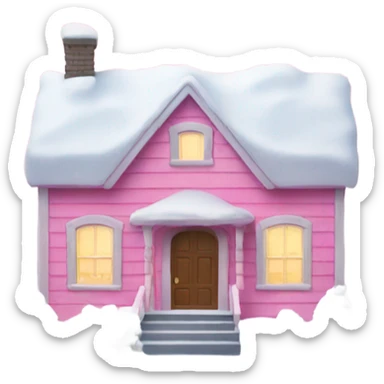 Pink house with snow sticker